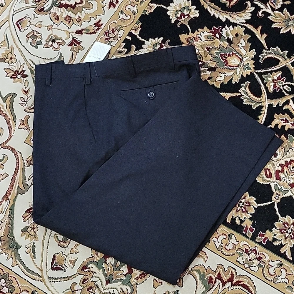 Nautica Clipper relax fit flat front black dress pants 38x27 NEW w/tag